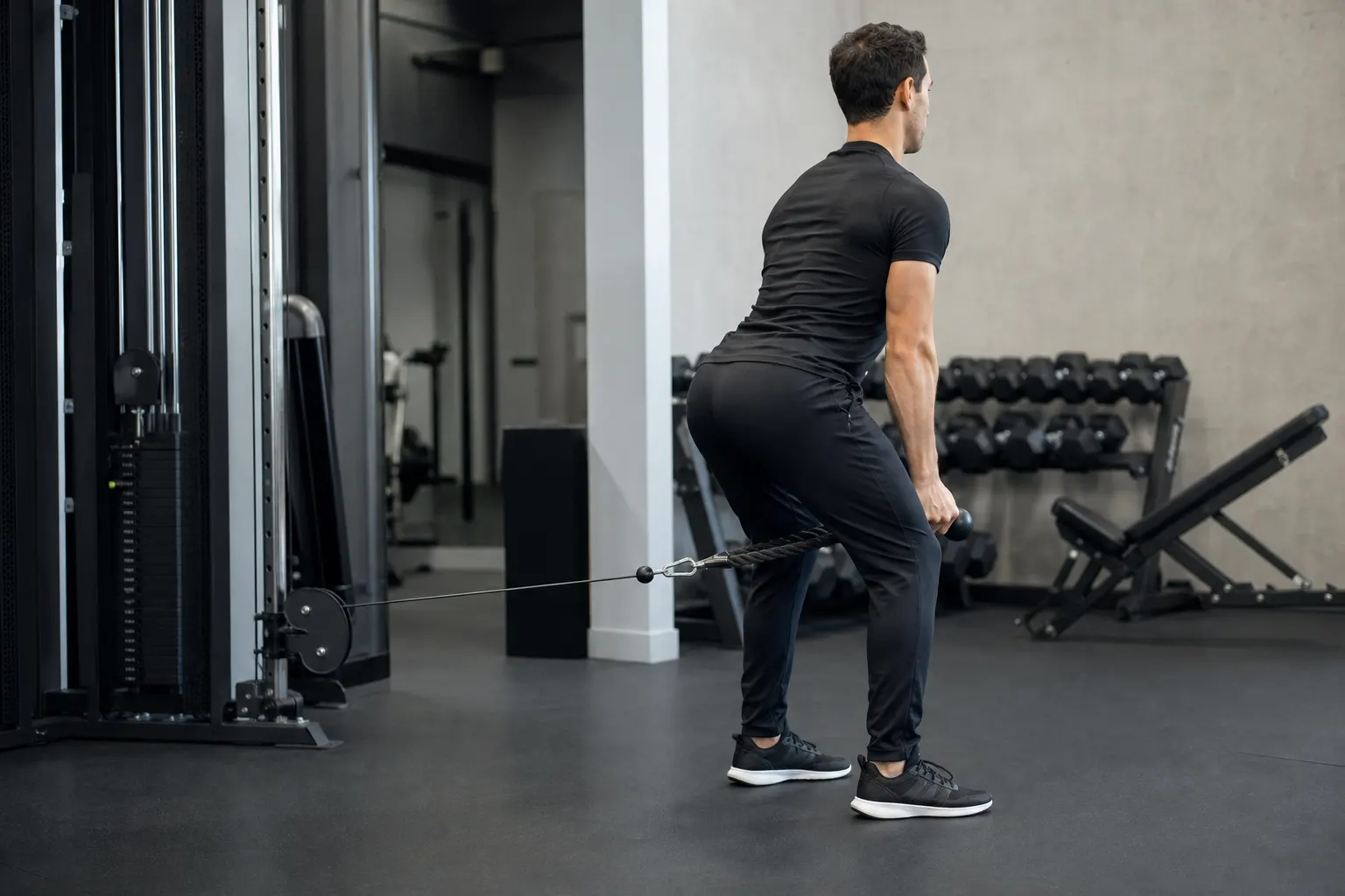 Athlete performing a cable pull-through